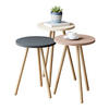 BEISTELLTISCH-SET 3 TLG. Hjørring - Naturfarben/Rosa, Holzwerkstoff/Buchenholz (34/34/49cm) - [en.casa]