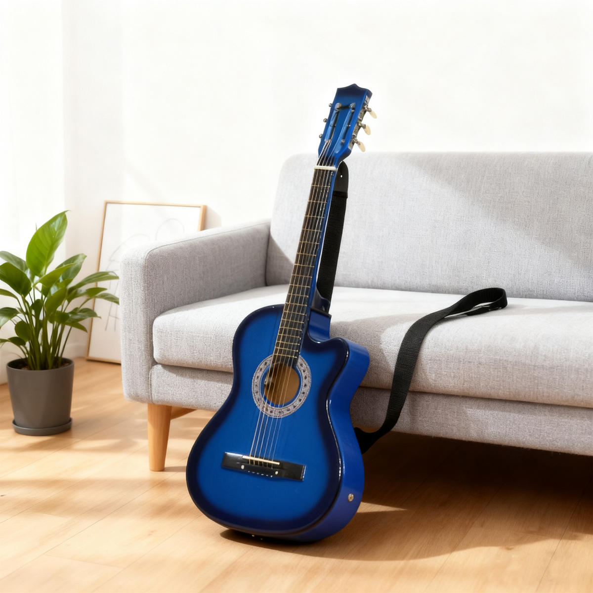 ELEKTRISCHE GITARRE DE-18665 Blau/Schwarz - Blau, Holzwerkstoff (35.8/8.5/96.5cm) - ComfortXL