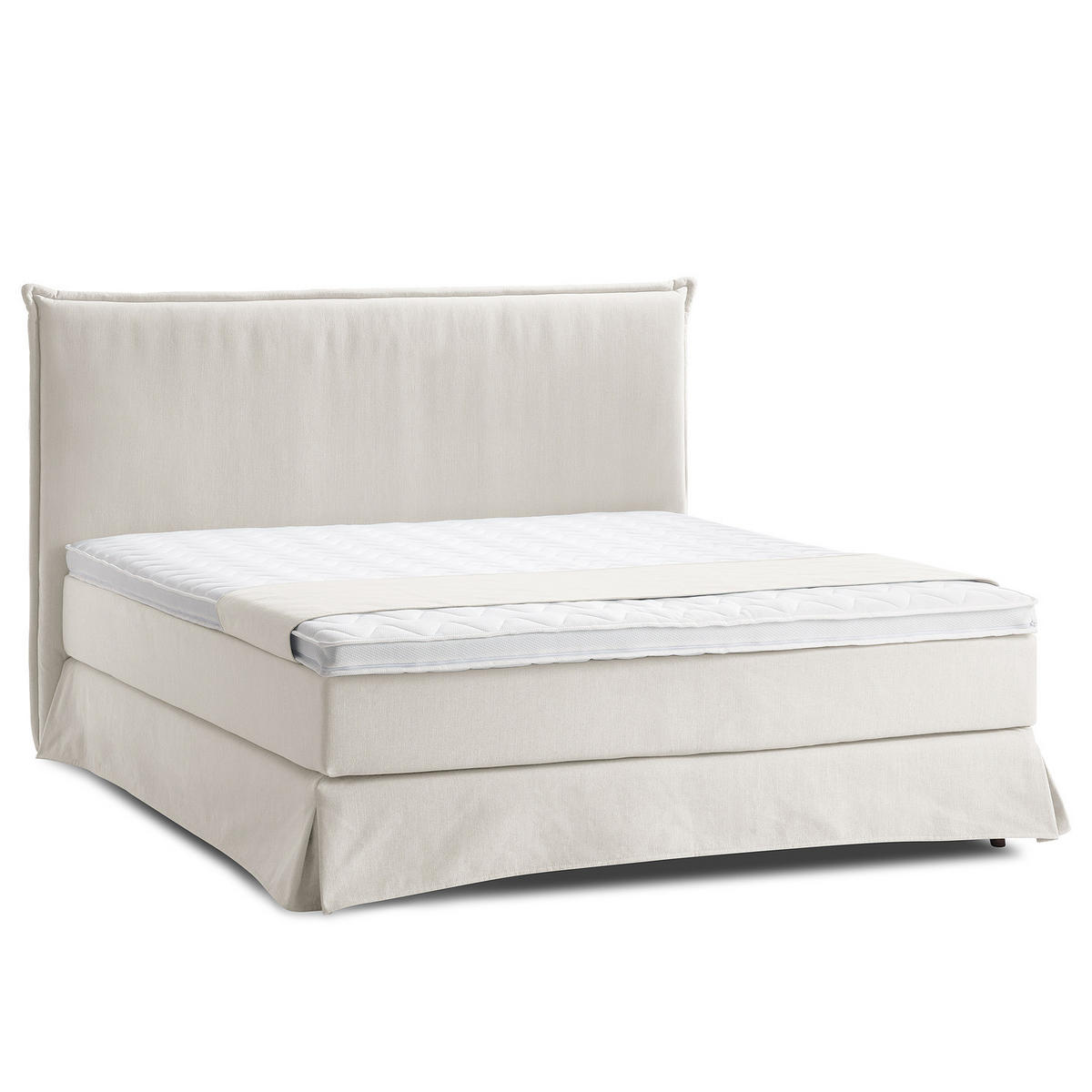 BOXSPRINGBETT mit Husse - Platinfarben, Textil (180/200cm) - home24