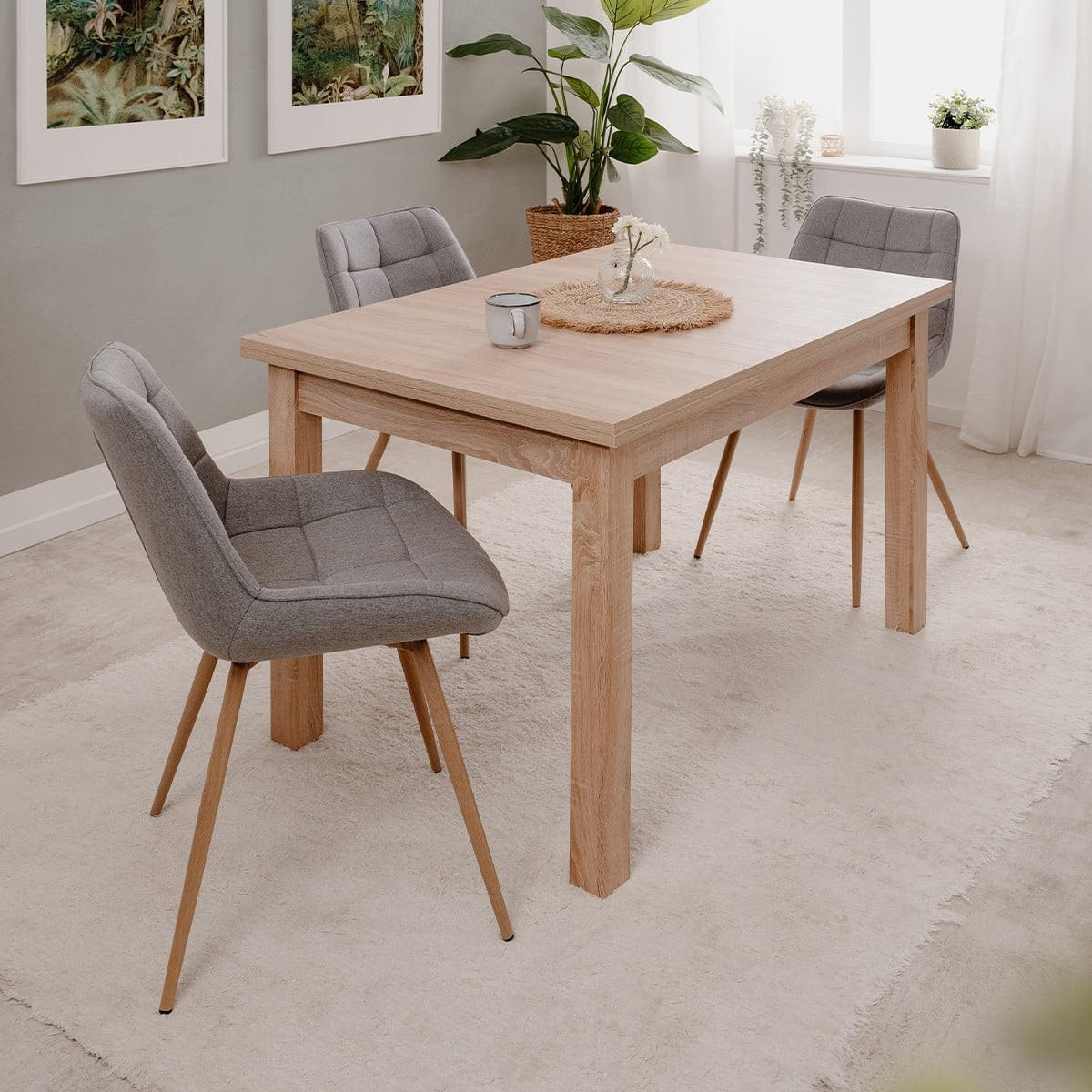 ESSTISCH ausziehbarer eichenoptik longford 120/80/76 cm - Eschefarben, Holzwerkstoff (31.5/80/76cm) - Calicosy