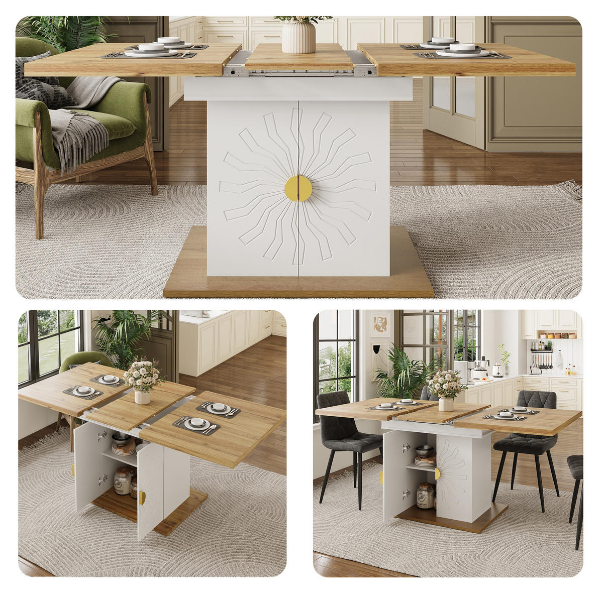 ESSTISCH 110(140)/76/70 cm Weiß aus MDF mit Ausziehfunktion - Weiß, Holzwerkstoff (110/70/76.5cm) - OKMYHOME