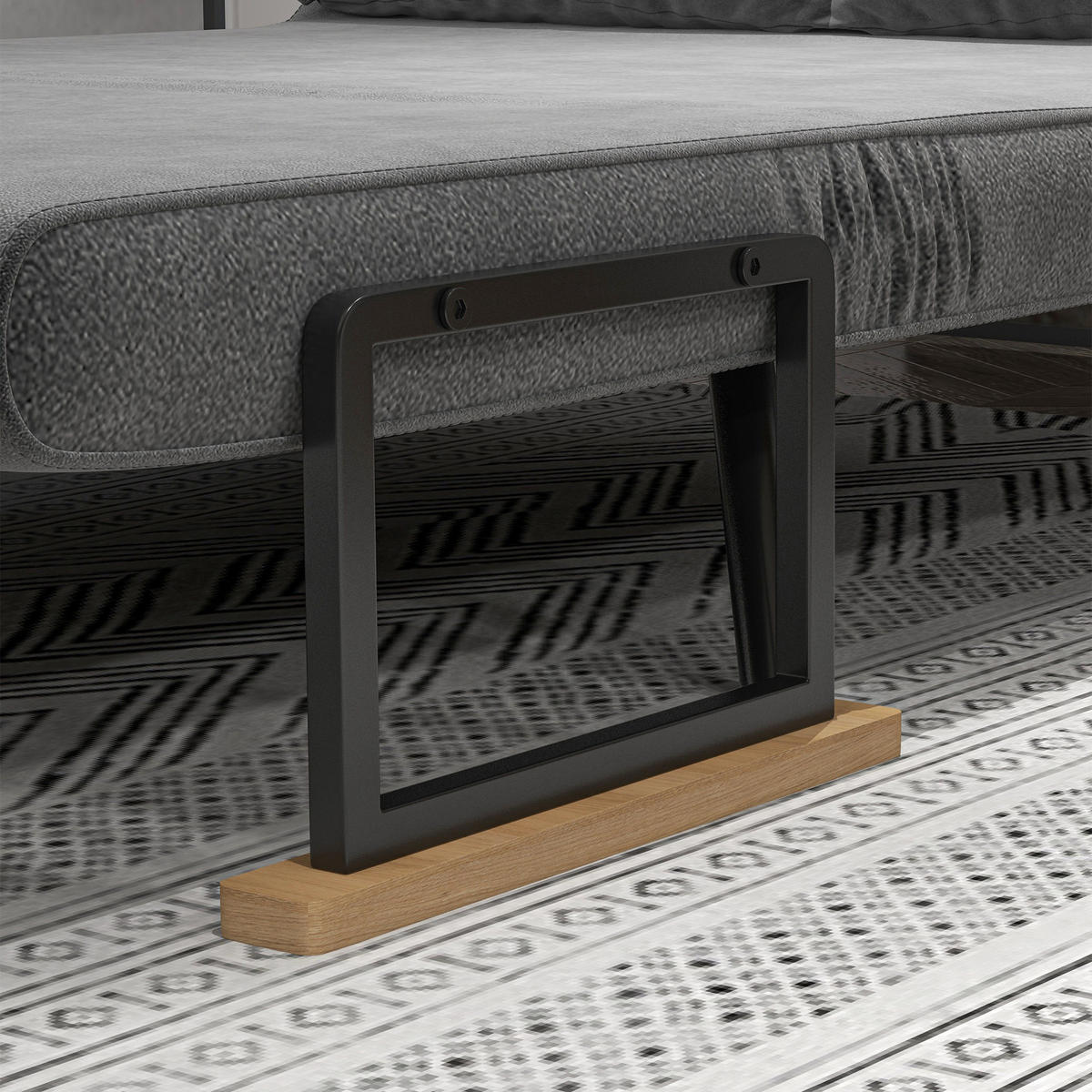 SCHLAFSOFA, Zweisitzer mit Bettfunktion, Schlafcouch mit Samtoptik, Rückenkissen - Dunkelgrau/Schwarz, Holz/Textil (73/81/102cm) - HOMCOM