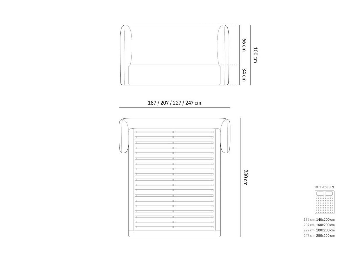 BETT mit Bettkasten und Kopfteil Miley aus Samt grau 200x200cm - Grau, Textil (200/200cm) - Micadoni