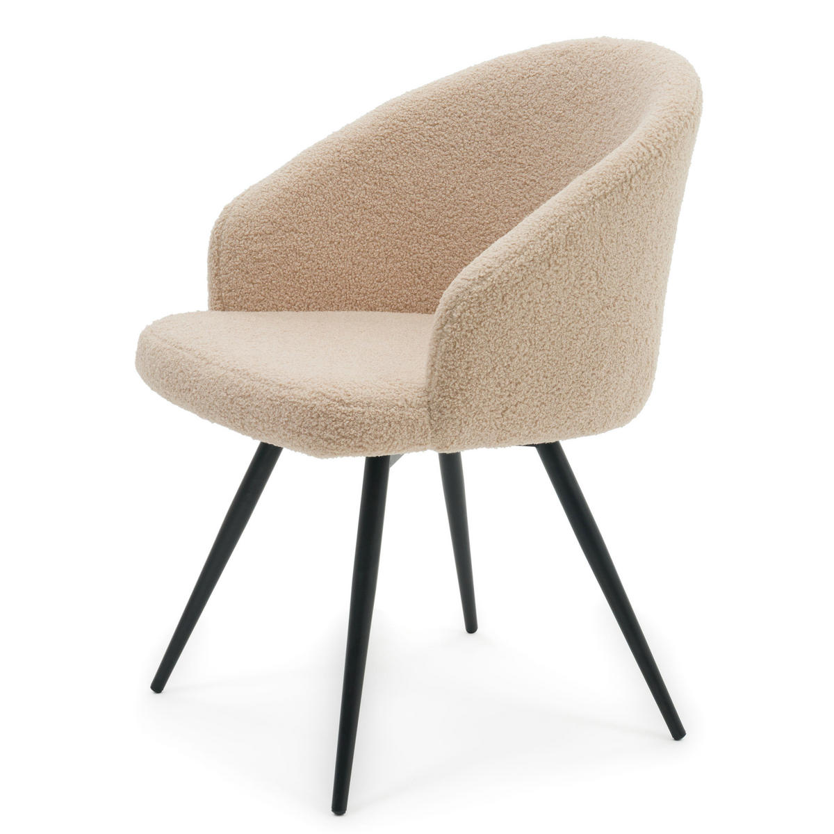 STUHL MODENA drehbar gepolsterter mit Steppung - dunkelbeige - Boucle Teddy - Beige/Schwarz, Textil/Metall (57/80/59cm) - NEW HOME