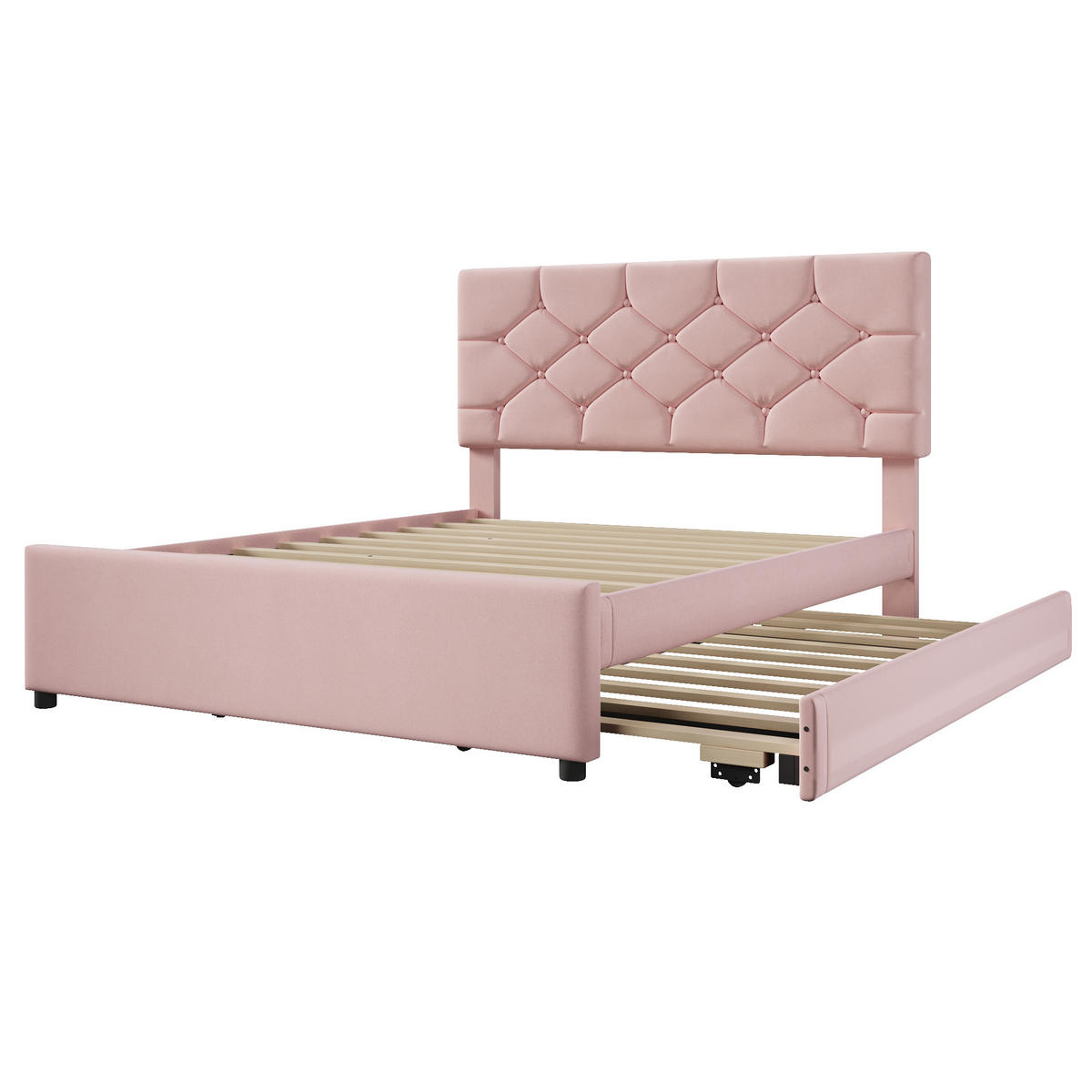 POLSTERBETT 140/200 cm Rosa, mit Lattenrost, Ausziehbett und minimalistischem Design - Pink, Textil