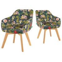 ARMLEHNSTUHL Mika-Jara 2er-Set - Honigeiche/Multicolor, Eichenholz/Holz (60/82/61cm) - DUBI Möbel