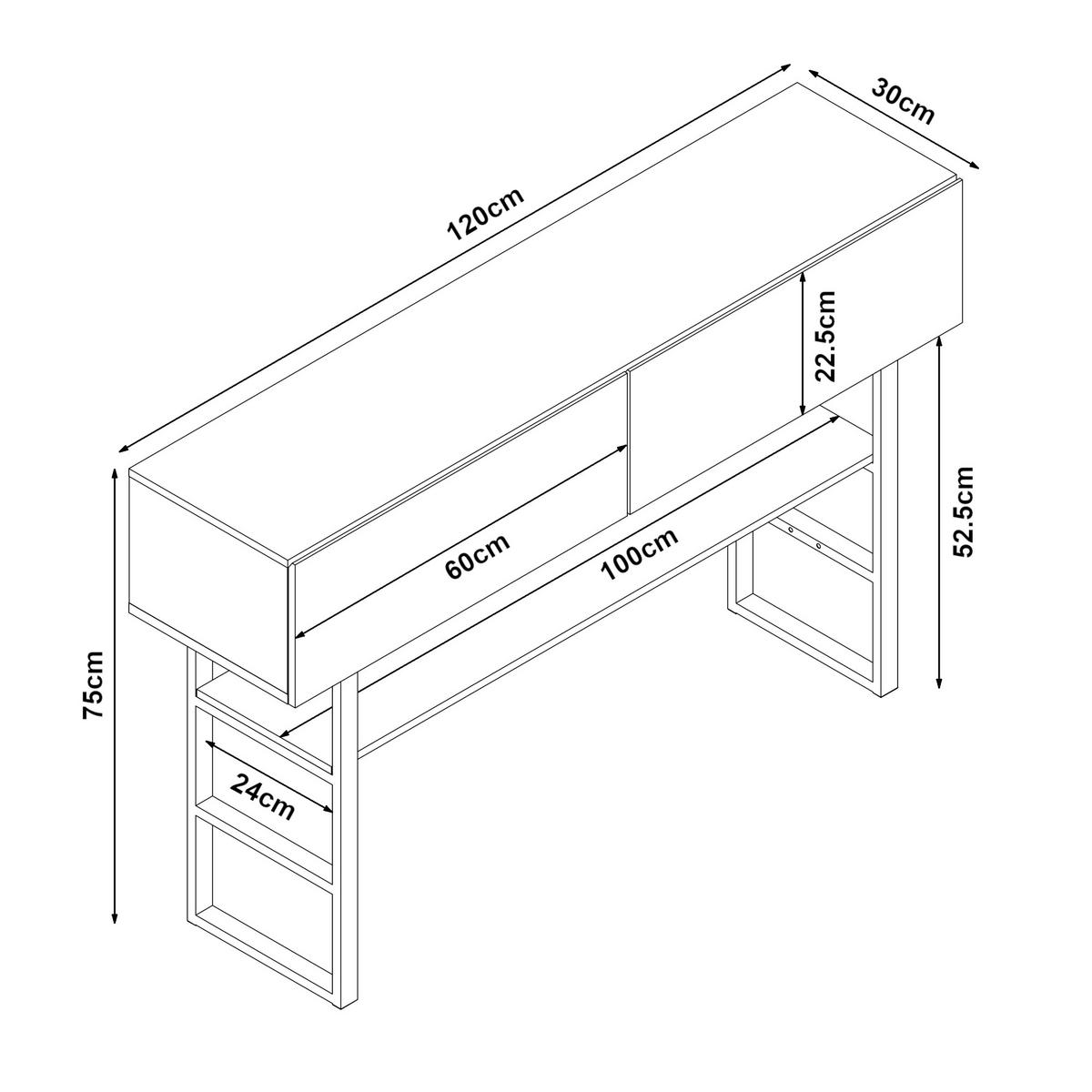 KONSOLENTISCH Varberg - Hellgrau, Holzwerkstoff/Metall (30/120/75cm) - [en.casa]