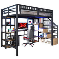 HOCHBETT 140/200 cm Schwarz aus Metall mit Schreibtisch - Schwarz, Metall (140/200cm) - OKMYHOME