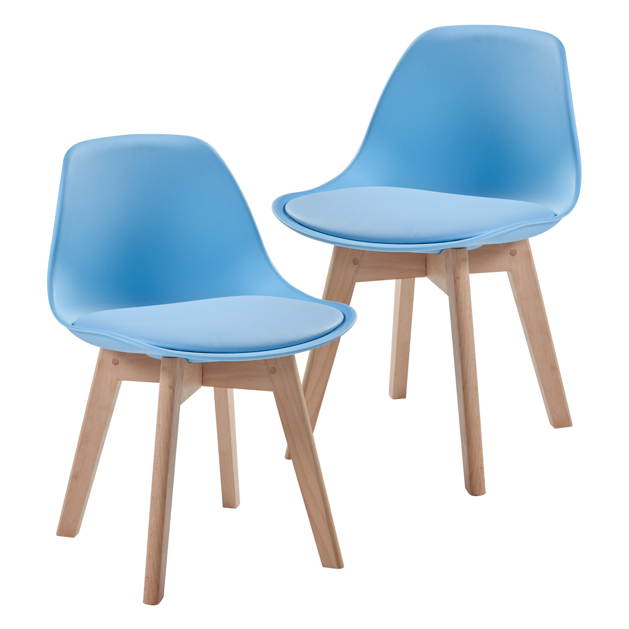 KINDERSTUHL Elvdal - Blau/Naturfarben, Holz/Kunststoff (38/56/33cm) - [en.casa]