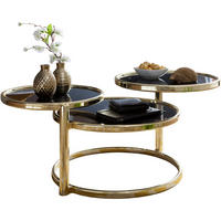 BEISTELLTISCH Glas Stahlgestell Schwenkbare Platten, Gold 58x58x43 cm - Goldfarben, Glas/Metall (58/58/43cm) - KADIMA DESIGN