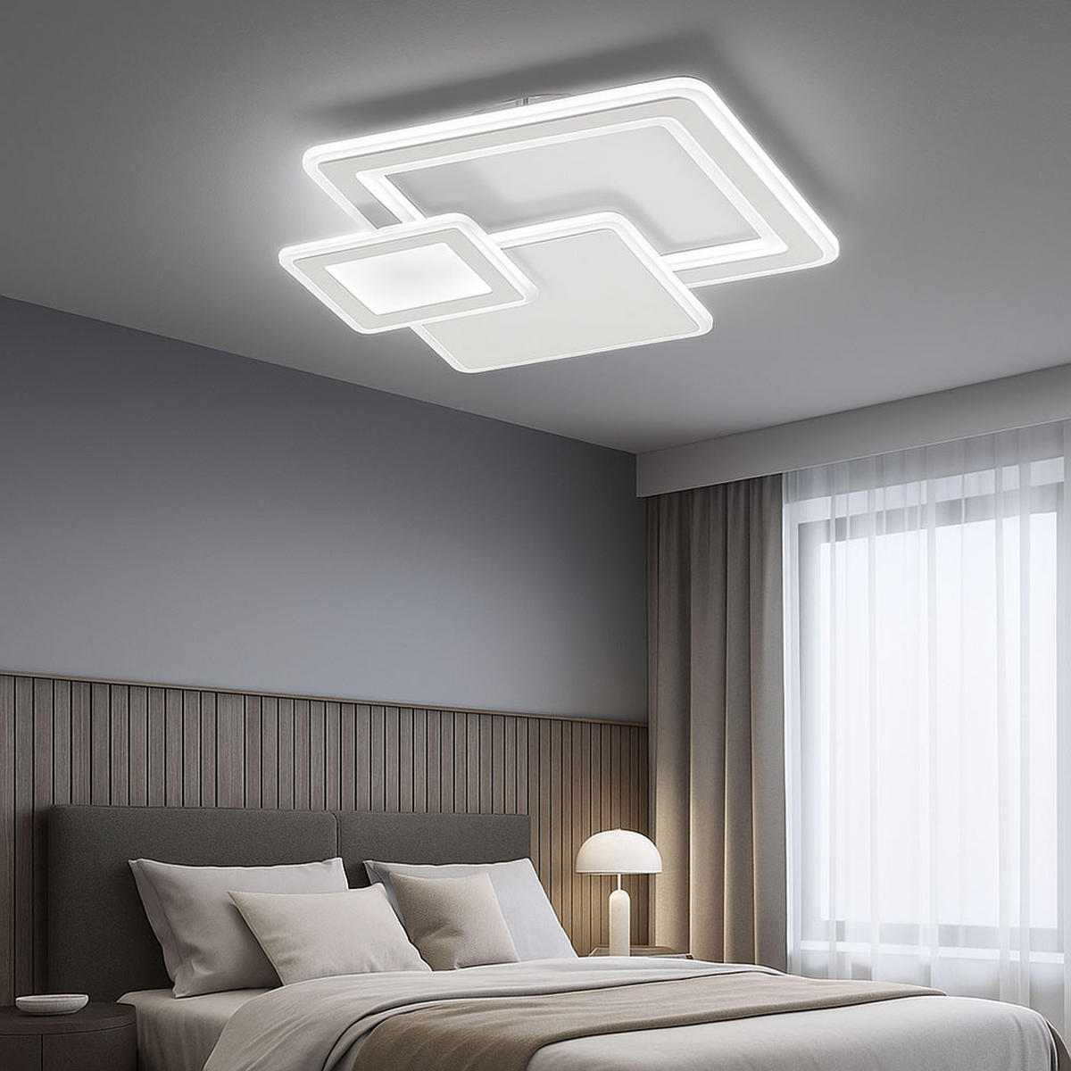 LED DECKENLEUCHTE MOLA Weiß Metall - Weiß, Metall (48/48/7.5cm) - Wofi