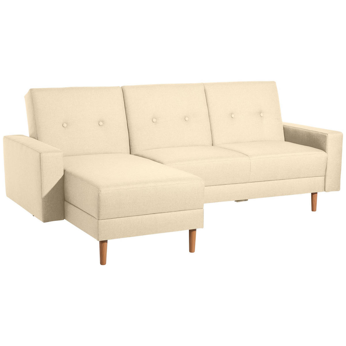FUNKTIONSSOFA mit Hocker Kattie Flachgewebe beige - Beige, Kunststoff (144/230cm) - 58aufmkessel
