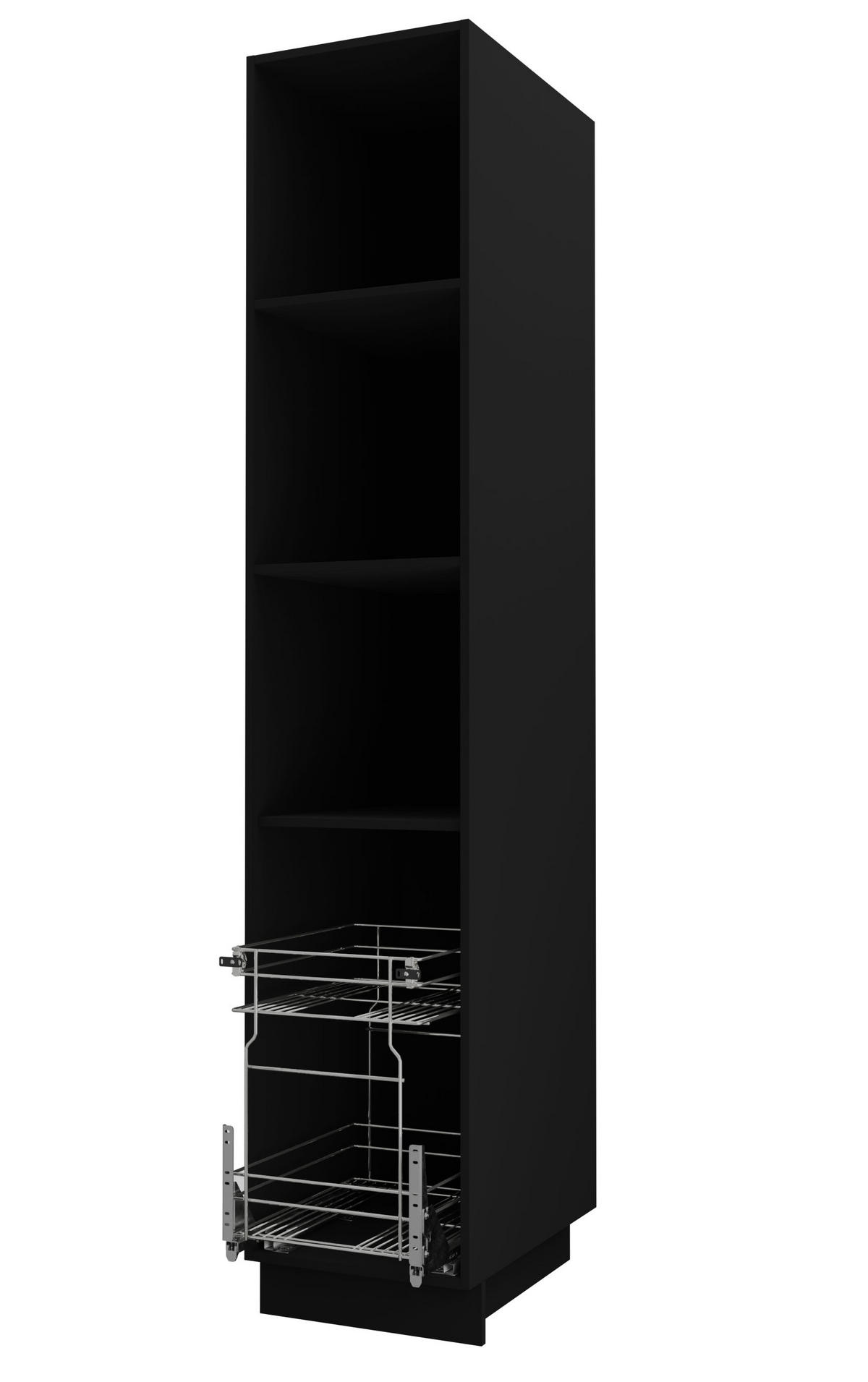 APOTHEKERSCHRANK Essen 2D14K/40/kargo Graphit Hochglanz / Schwarz Matt 40 / 59 / 207cm - Schwarz/Graphitfarben, Holz/Holzwerkstoff (40/207/59cm) - Feldmann-Wohnen