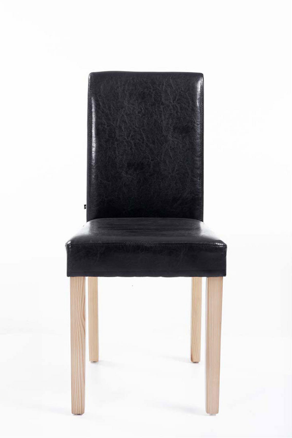 STUHL Lederlook schwarz - Eukalyptusholzfarben/Schwarz, Holz/Textil (41/91/47cm) - CLP