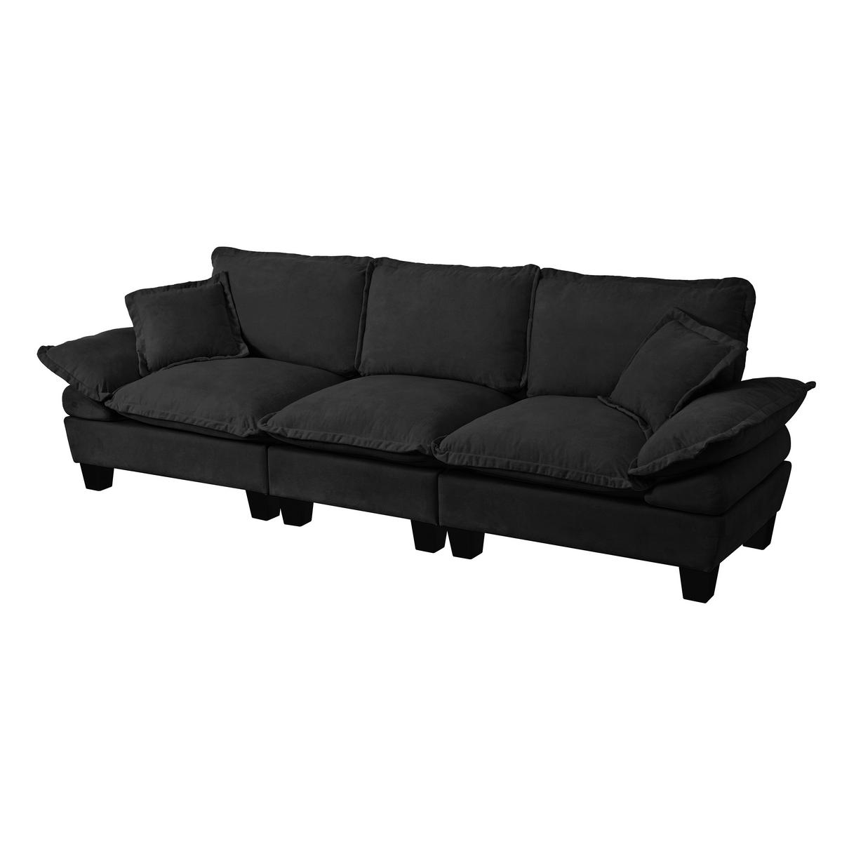 ECKSOFA 264/85/90 cm Schwarz mit gebogenen Armlehnen - Schwarz, Textil (263/82cm) - Oxeza