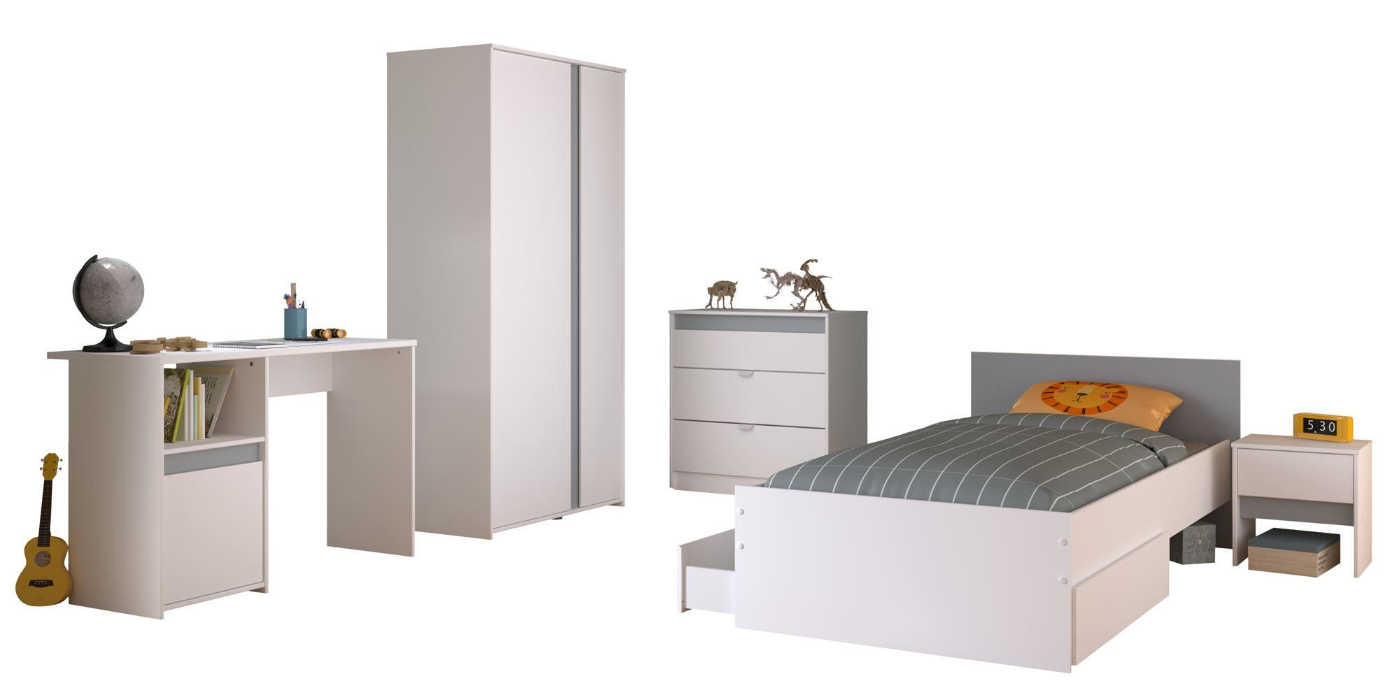 KINDERZIMMER-SET 6-tlg. Parisot Pirouette 21 Holzdekor Weiß - Weiß, Kunststoff (100/1/200cm) - 58aufmkessel