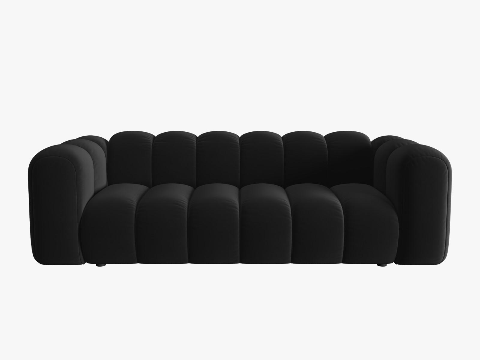 SOFA Lupine aus Samt schwarz 3 Sitzplätze - Schwarz, Textil (95/70/230cm) - Micadoni