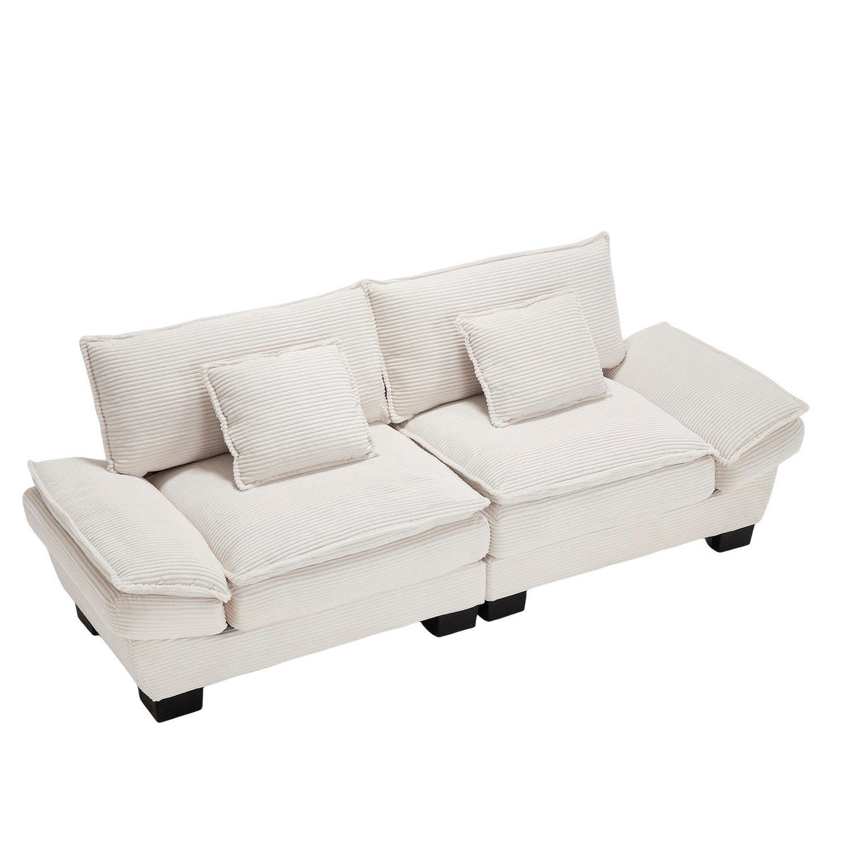 SOFA 2-Sitzer mit Kissen aus Velvet Beige 224/81/81 cm - Beige, Textil (224/81/81cm) - OKWISH