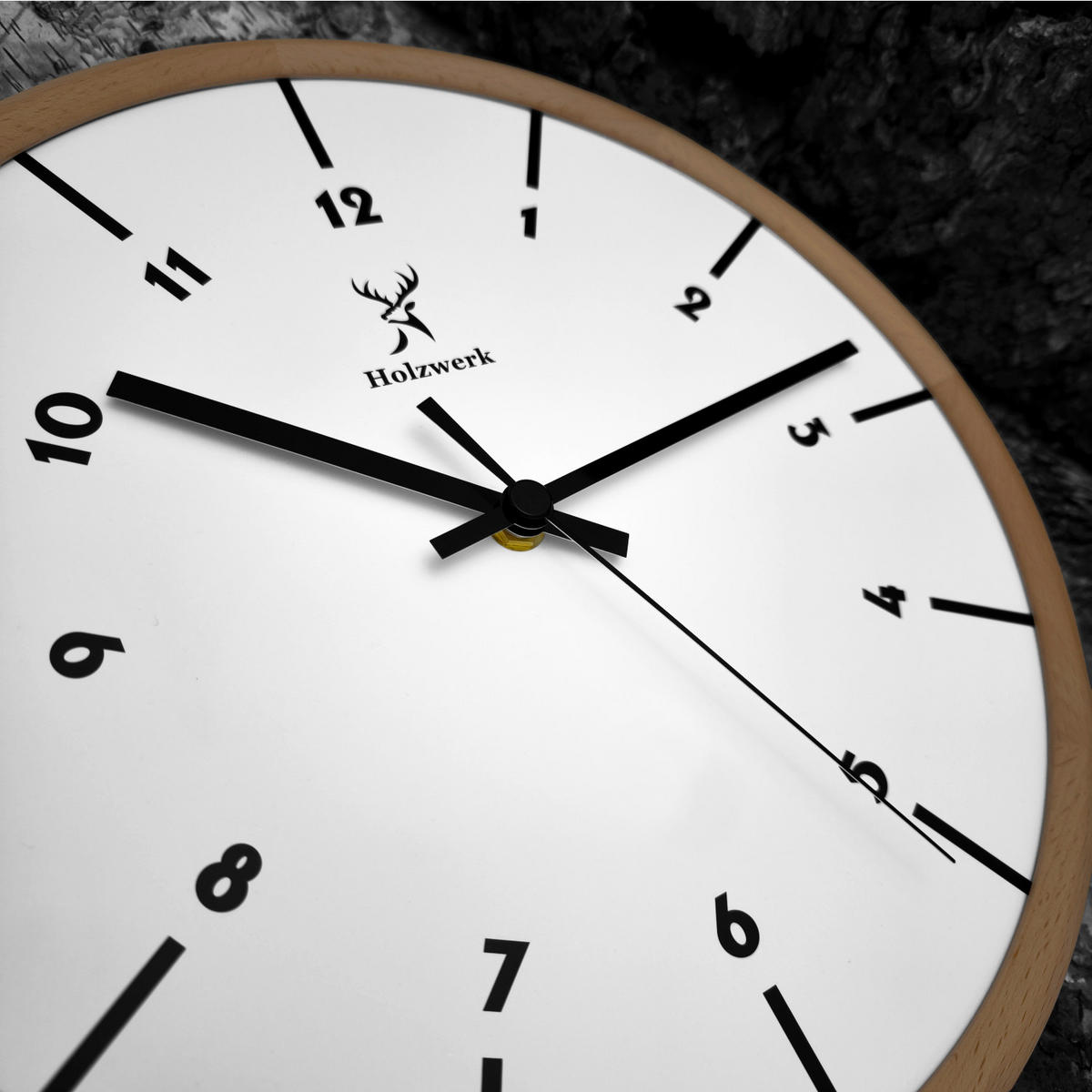 WANDUHR Holz Designer NÜRNBERG Loft Wand Uhr, braun, weiß - Schwarz/Braun, Holz/Metall (32/32/2cm) - Holzwerk
