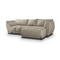 ECKSOFA VESTANO R-S Beige Velours-Stoff mit Schlaffunktion - Beige, Holz (287/182cm) - MASSENO