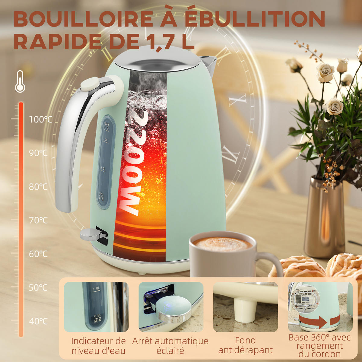 WASSERKOCHER-TOASTER-SET DE-17459 Grün - Grün, Metall (15.6/24.2/21.5cm) - ComfortXL