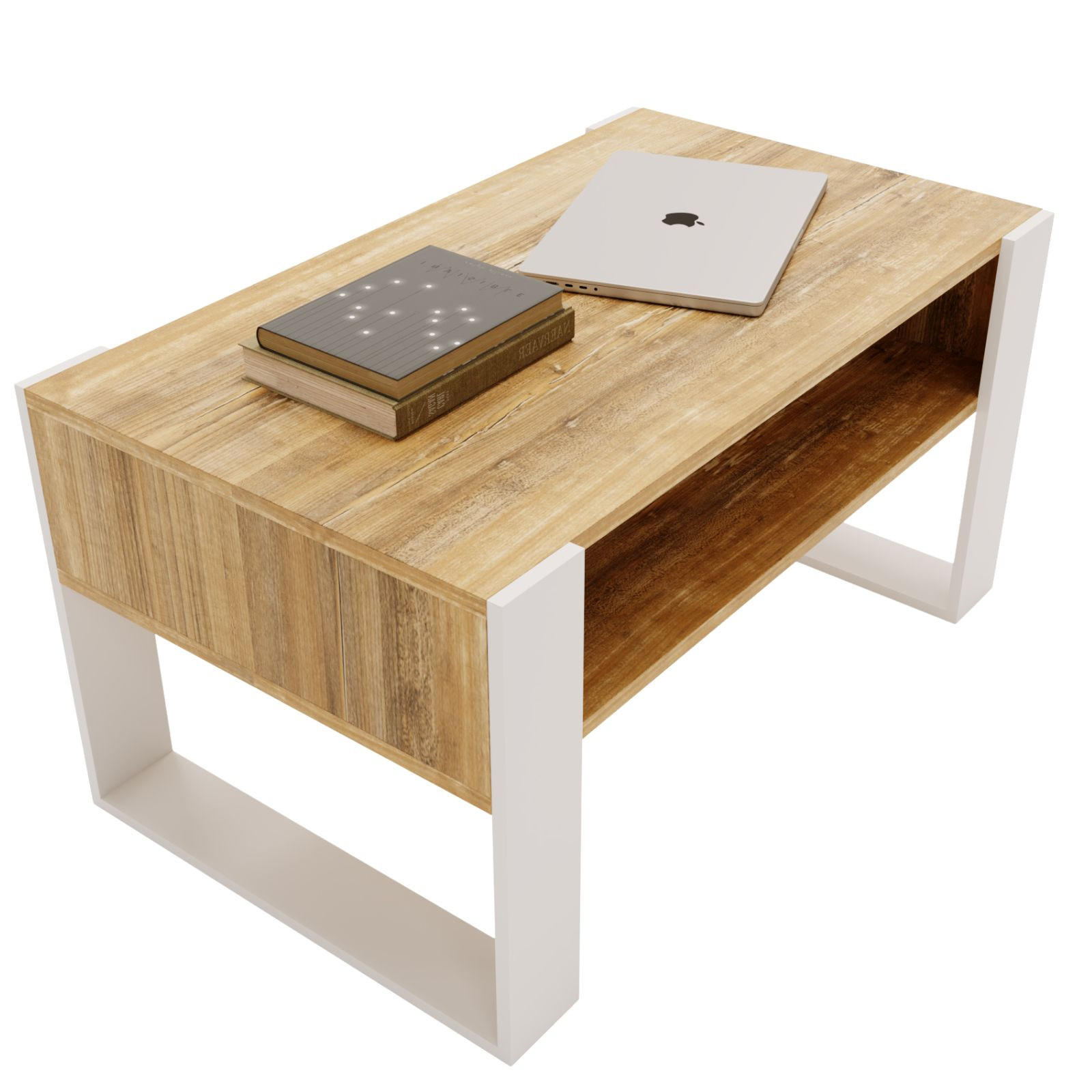 COUCHTISCH Karo92 92/45/53,6 - Kiefer Milford/Weiß, Holzwerkstoff (54/92/45cm) - RAUMHIRSCH FURNITURE