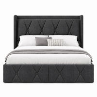 BETT mit USB und 4 Schubladen 140x200 cm Leinen Grau - Grau, Metall (140/200cm) - Meubliv