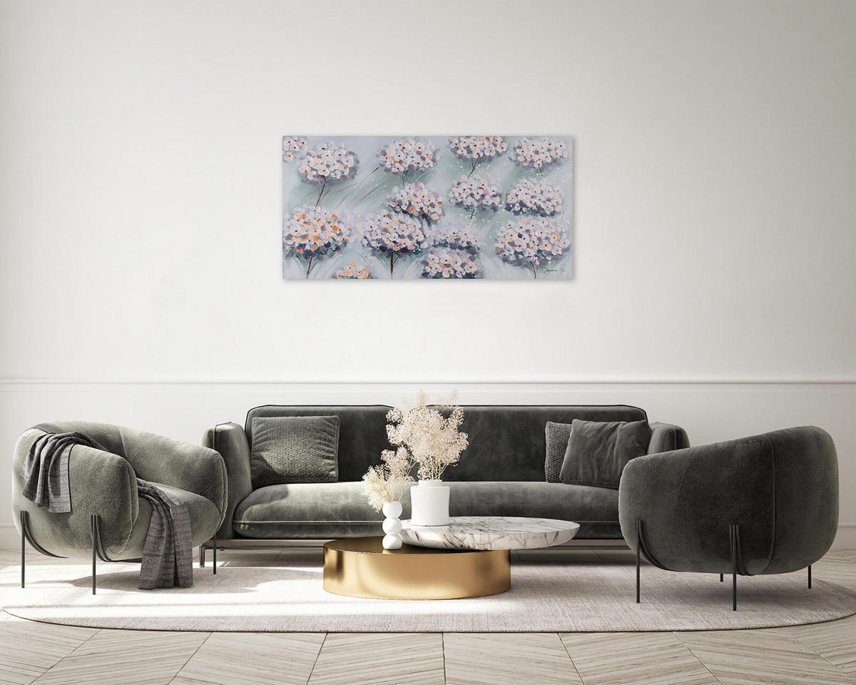 ACRYLBILD HANDGEMALT 120/60 cm - Blau/Grau, Holz/Textil (120/60cm) - KUNSTLOFT