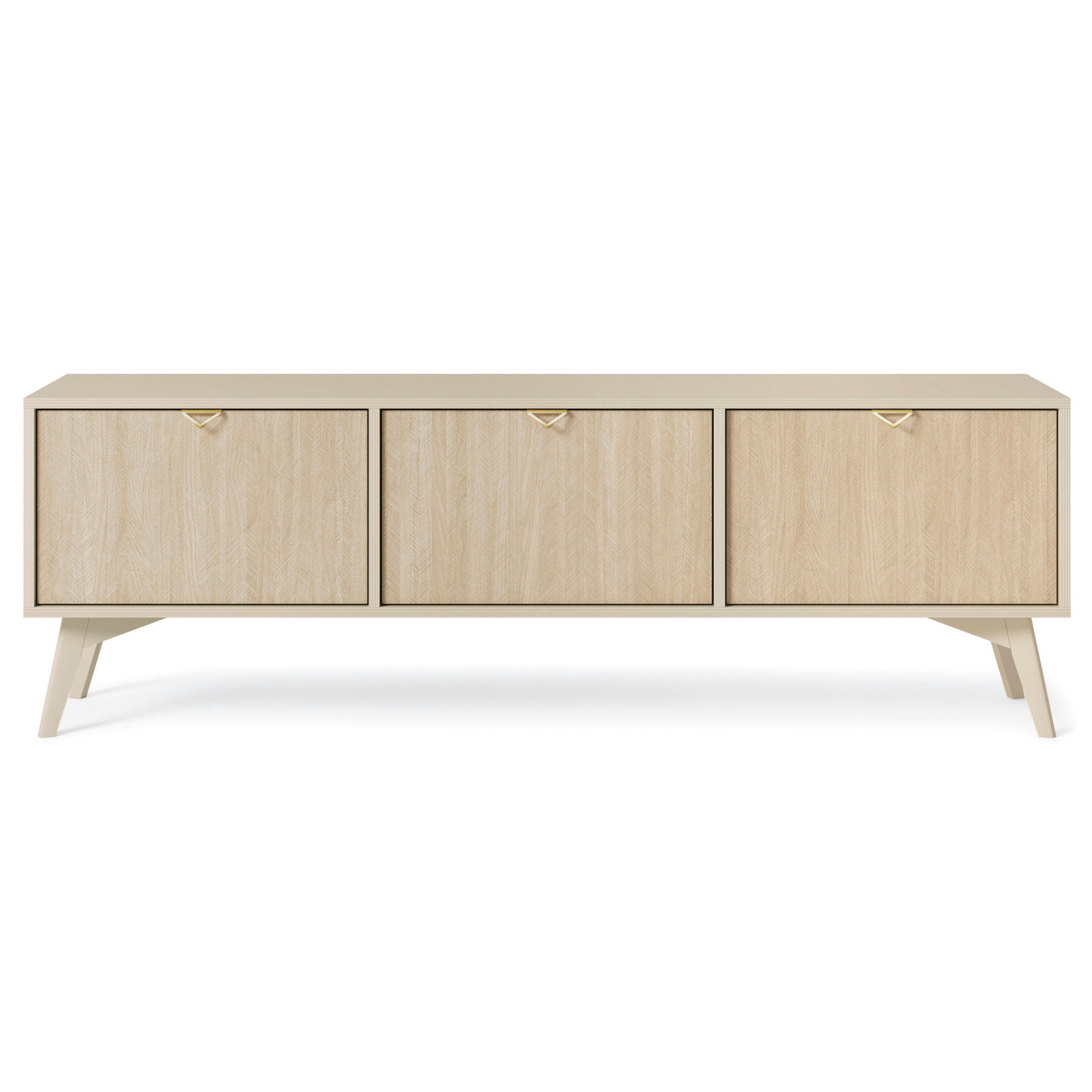 LOWBOARD Tofino RTV158 – Sandbeige, Skandinavische Fischgrät - Beige, Glas/Holzwerkstoff (158/52/38cm) - Komodee