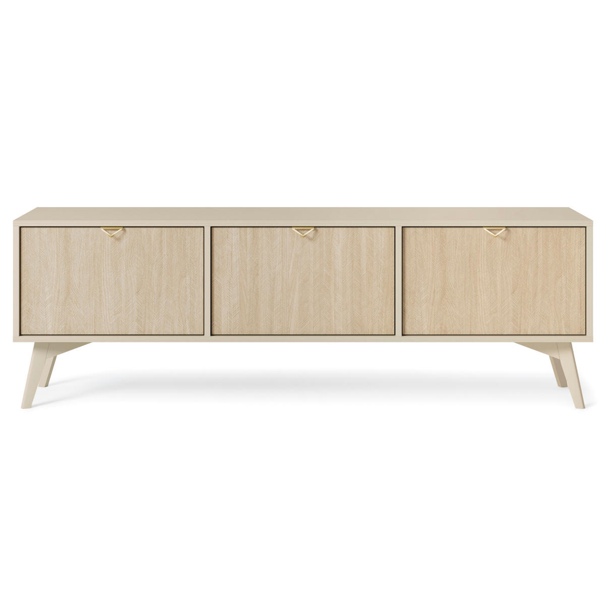LOWBOARD Tofino RTV158 – Sandbeige, Skandinavische Fischgrät - Beige, Glas/Holzwerkstoff (158/52/38cm) - Komodee