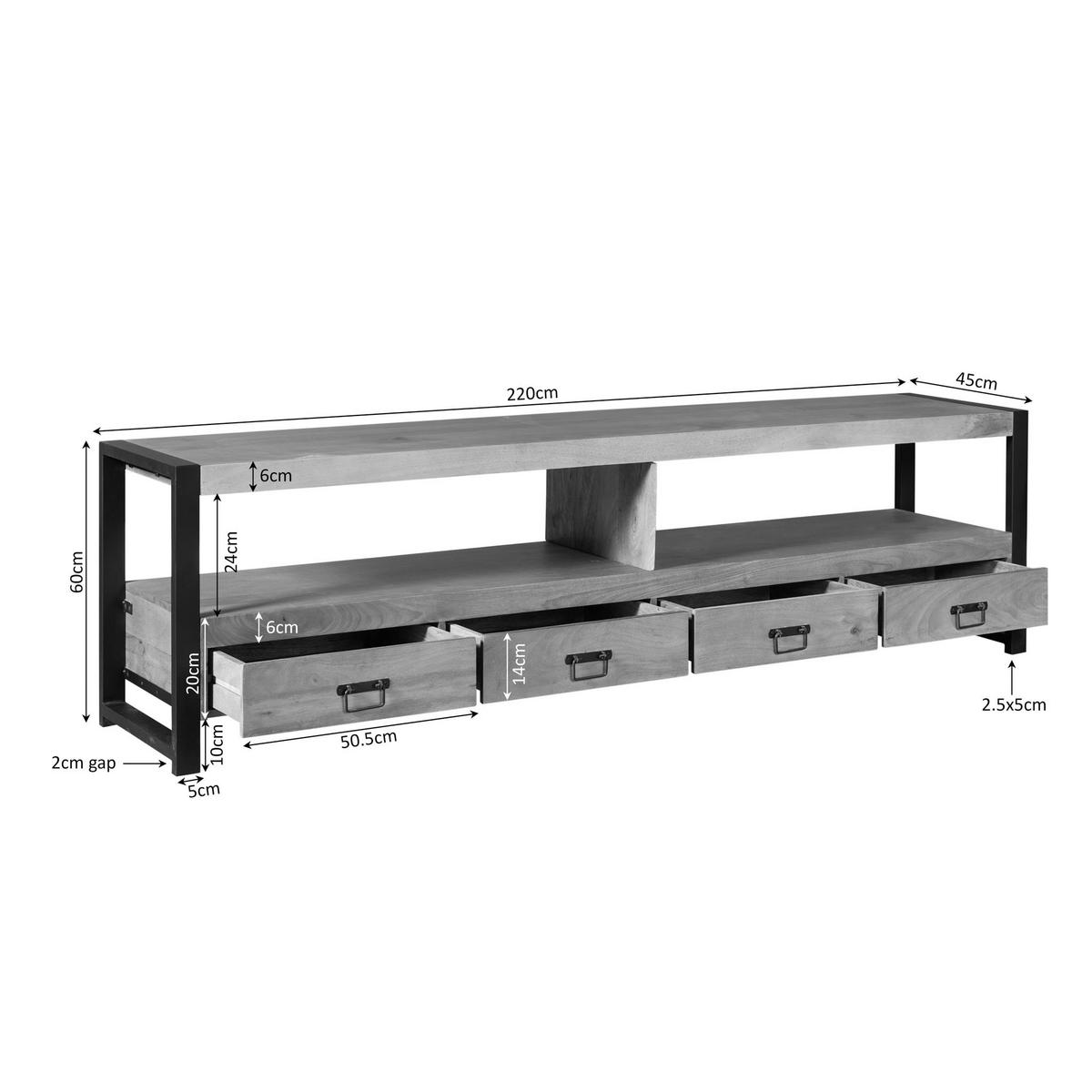 TV-MÖBEL Britt Braun 45/220/60 cm - Braun, Holz (220/60/45cm) - Starfurn