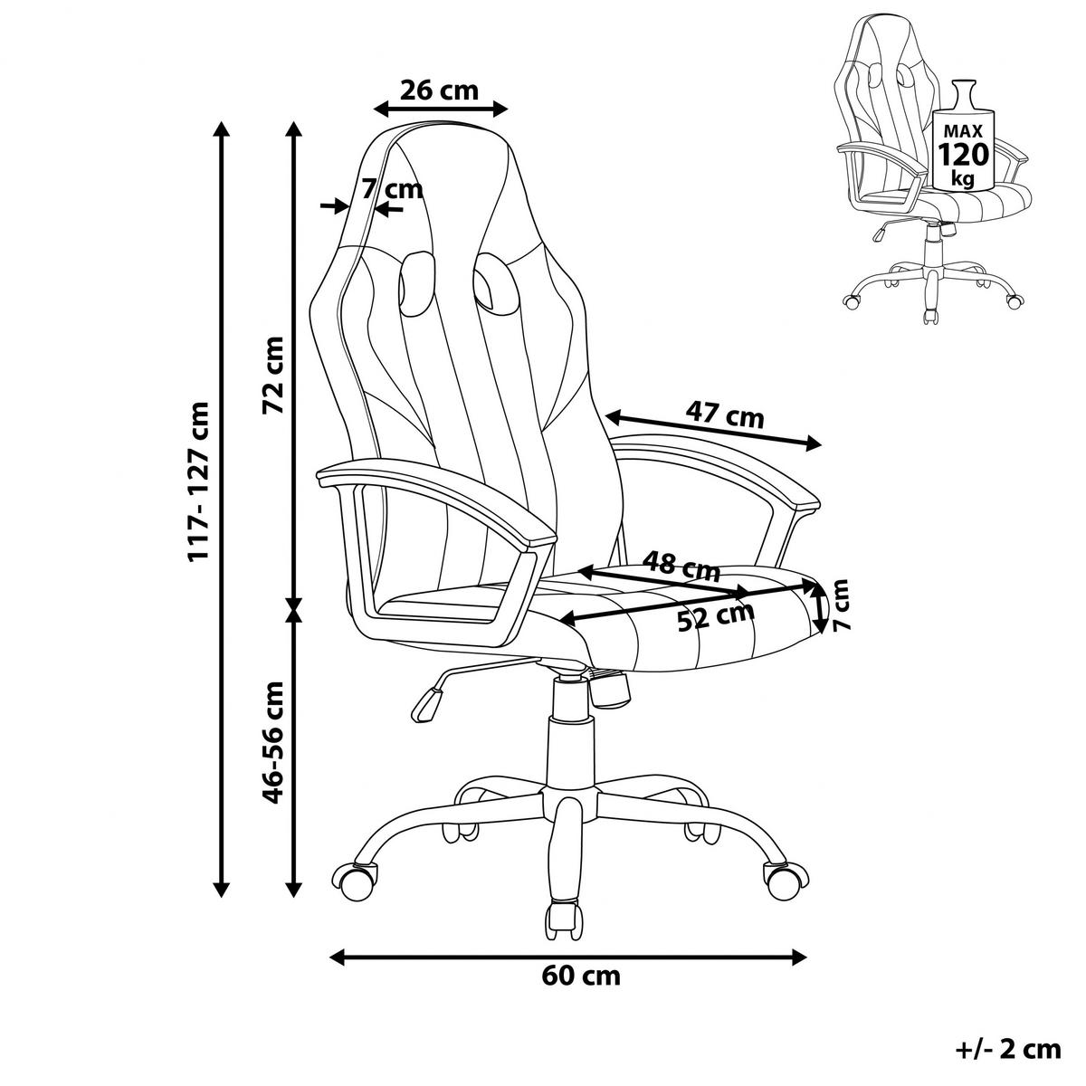 BÜROSTUHL Kunstleder Hellbraun/Schwarz Success - Schwarz, Textil/Metall (60/117/60cm) - Beliani