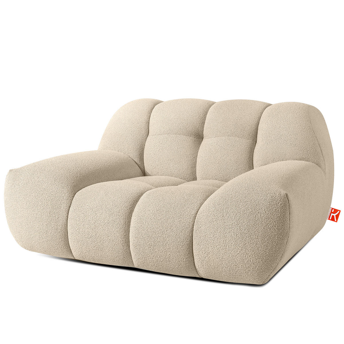 SESSEL VENA mit Pouf Bouclé, Hellbeige - Beige, Holz/Textil (65/38/65cm) - KONSIMO®