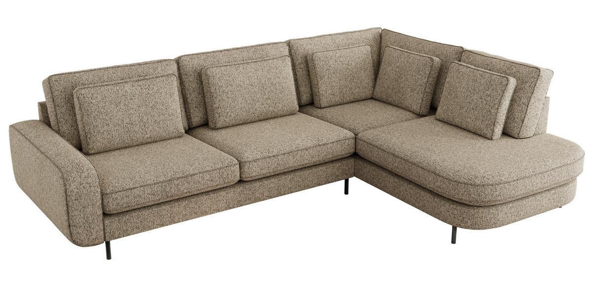 ROHOVÁ SEDAČKA CALENO L - Béžová Strukturovaná látka - Levá Strana - kapučínová/černá, kov/textil (317/225cm) - MKS