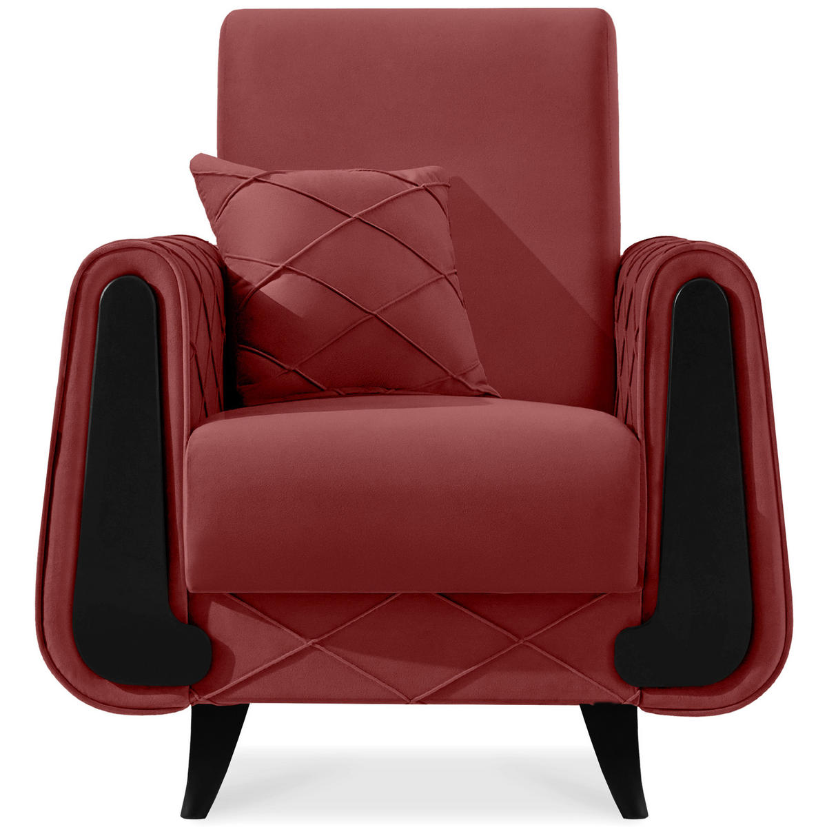 SESSEL GUSTAVO III Velours, Bordeaux - Bordeaux, Holz/Holzwerkstoff (83/95/92cm) - KONSIMO®