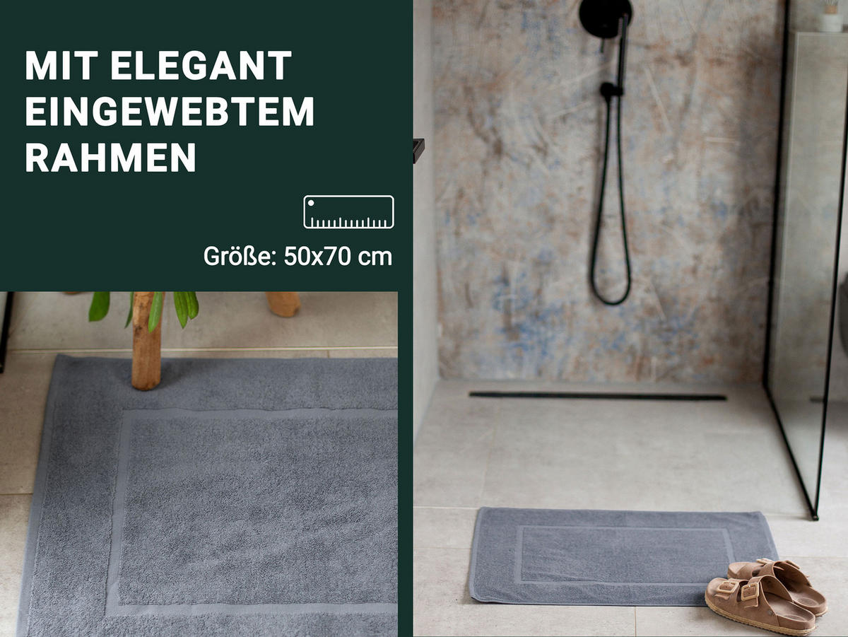 BADEMATTE, 2er-Set, 50x70 cm, 100% Baumwolle - Grau, Textil (50/70cm) - Zollner
