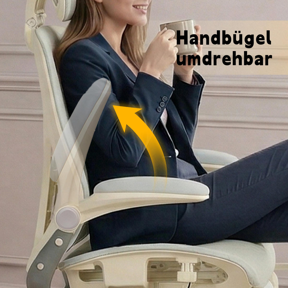 DREHSTUHL DE-40937 mit klappbarer Rückenlehne und 3D-Kopfstütze Grau - Grau, Metall (62/129/48.5cm) - ComfortXL
