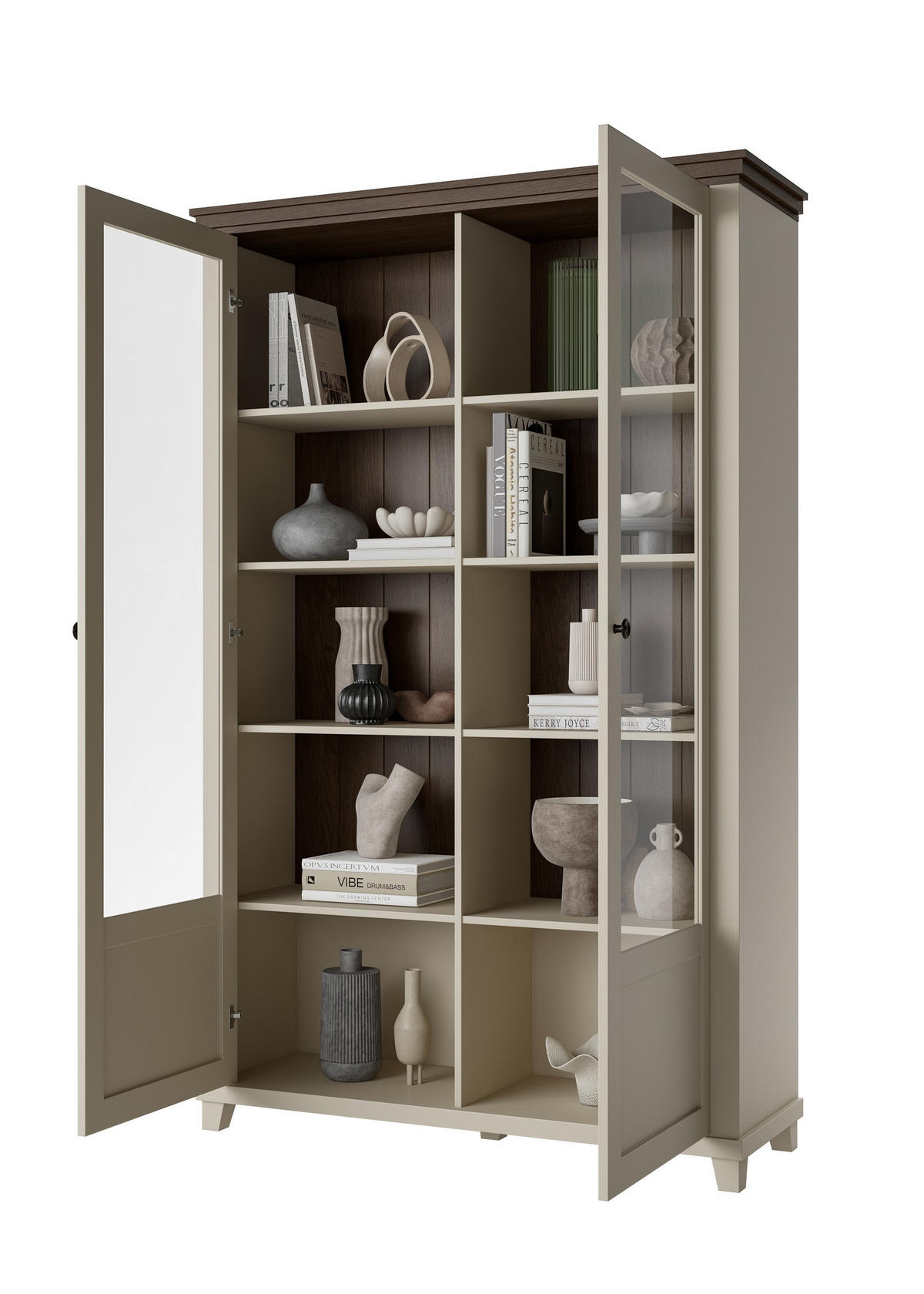 VITRÍNA EVANDRO 126/200/42 cm Béžová - béžová, kompozitní dřevo (126/200/42cm) - MASSENO