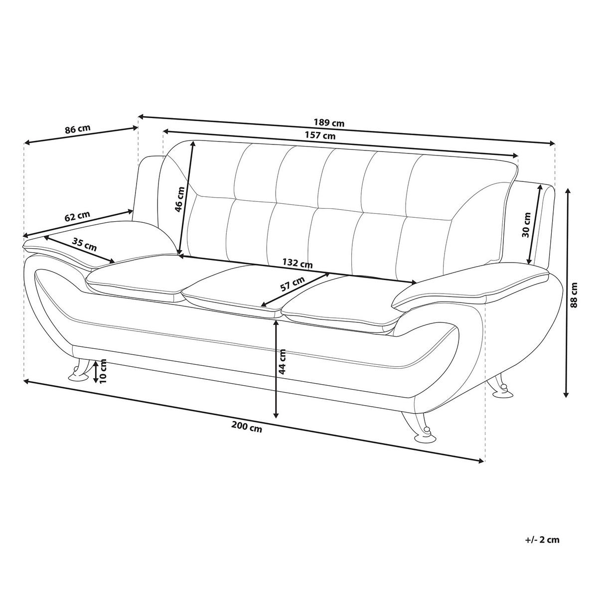 3-SITZER-SOFA Kunstleder Schwarz Leira - Schwarz, Kunststoff/Textil (201/88/86cm) - Beliani