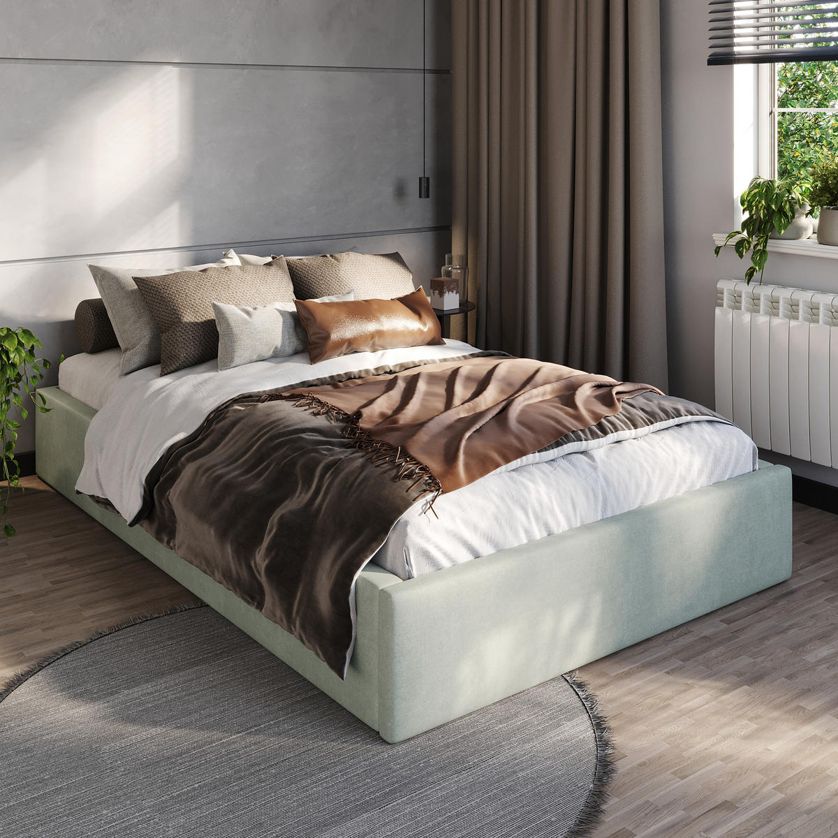 POLSTERBETT 120x200cm Bett mit Stauraum Lattenrost Mint - Mintgrün, Holz/Holzwerkstoff (120/200cm) - Muralo
