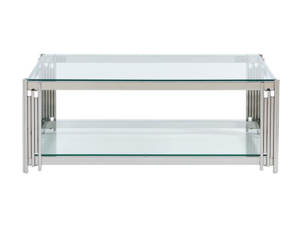 COUCHTISCH - Sicherheitsglas & Edelstahl - Chromfarben - NOMELANO - Silberfarben, Glas (123.5/63.5/45.5cm) - Pascal Morabito