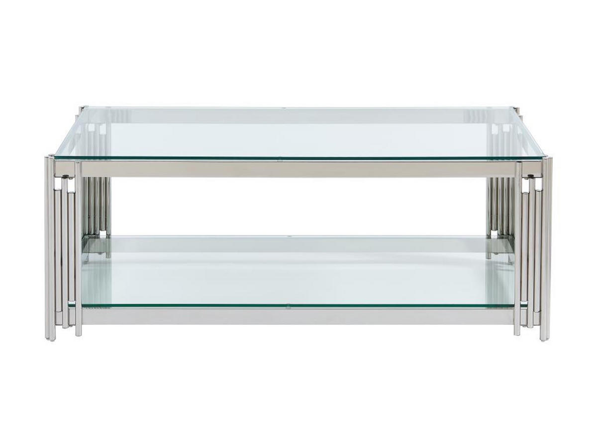 COUCHTISCH - Sicherheitsglas & Edelstahl - Chromfarben - NOMELANO - Silberfarben, Glas (123.5/63.5/45.5cm) - Pascal Morabito