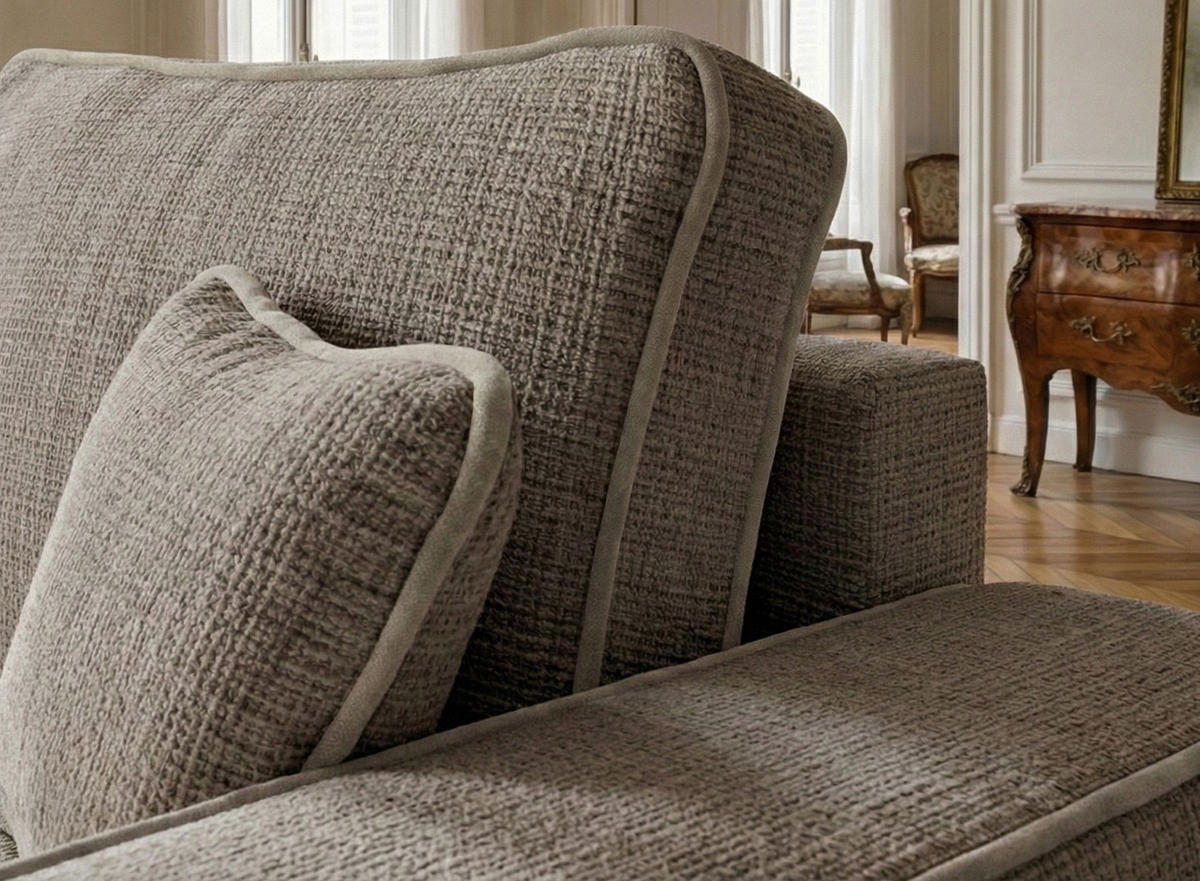 ECKSOFA MIT SCHLAFFUNKTION Modo Hellbraun Chenille-Stoff - Links Seite - Schwarz/Braun, Holz/Holzwerkstoff (185/294cm) - Maison de Reve