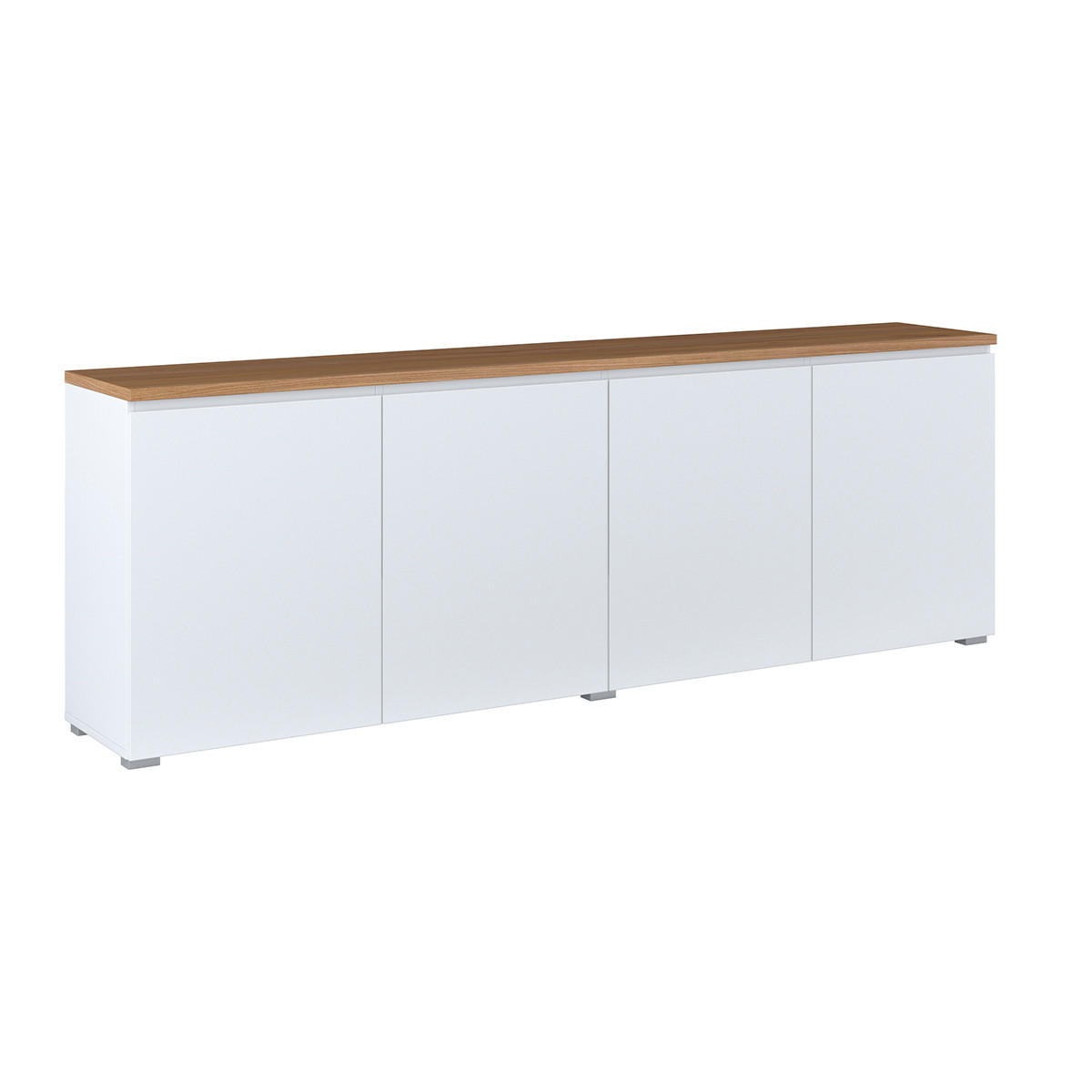 KOMODA Liko Biela a drevo - biela, kompozitné drevo (200/67.9/34.5cm) - Petits-meubles