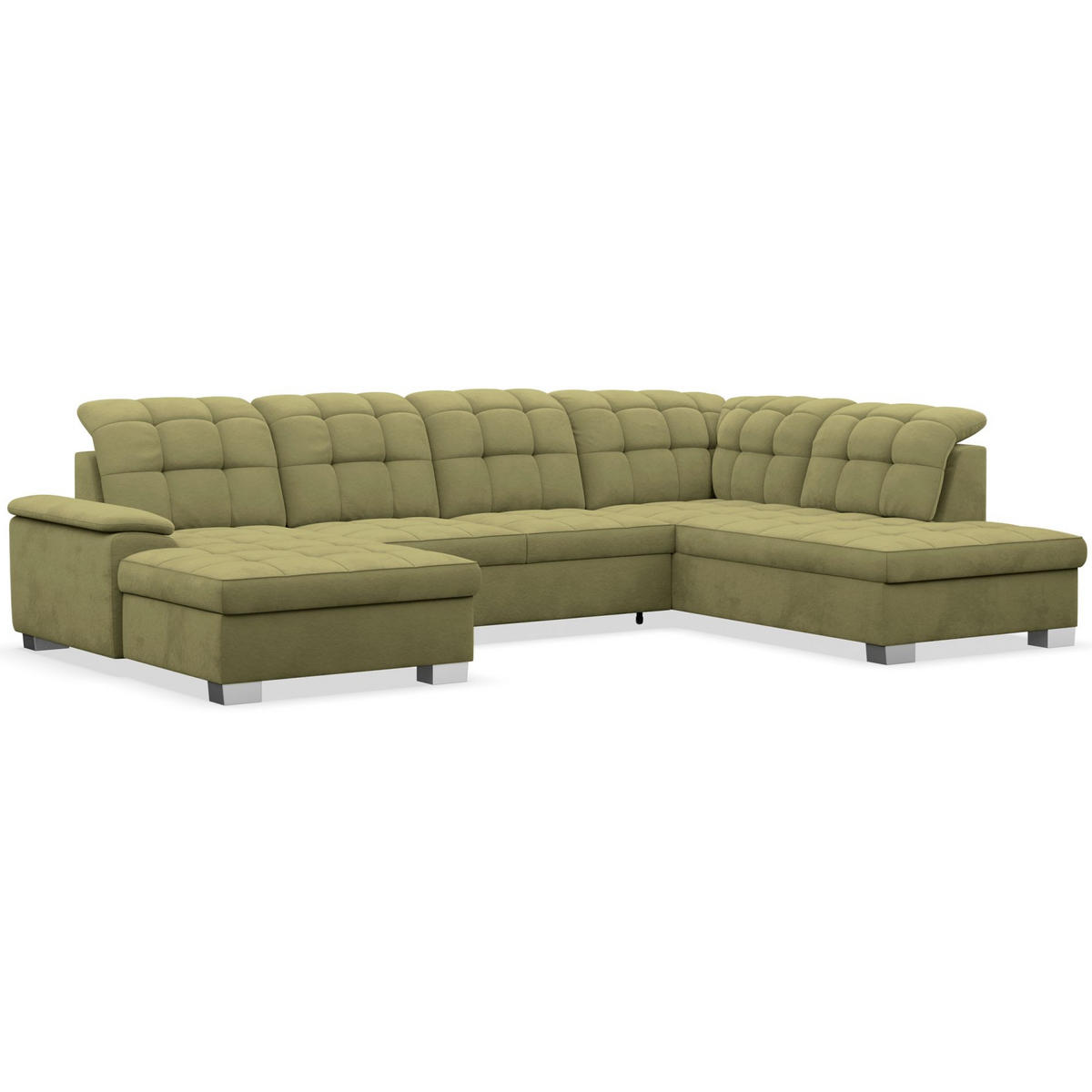 WOHNLANDSCHAFT Jamaal Olivgrün Velours linksseitig - Schwarz/Olivgrün, Textil (330/106/212cm) - Selsey