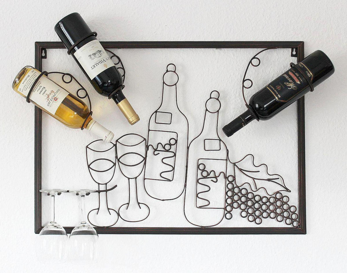 WEINREGAL für die Wand aus Metall 64 cm 91975 - Braun, Metall (64/45/10cm) - DanDiBo