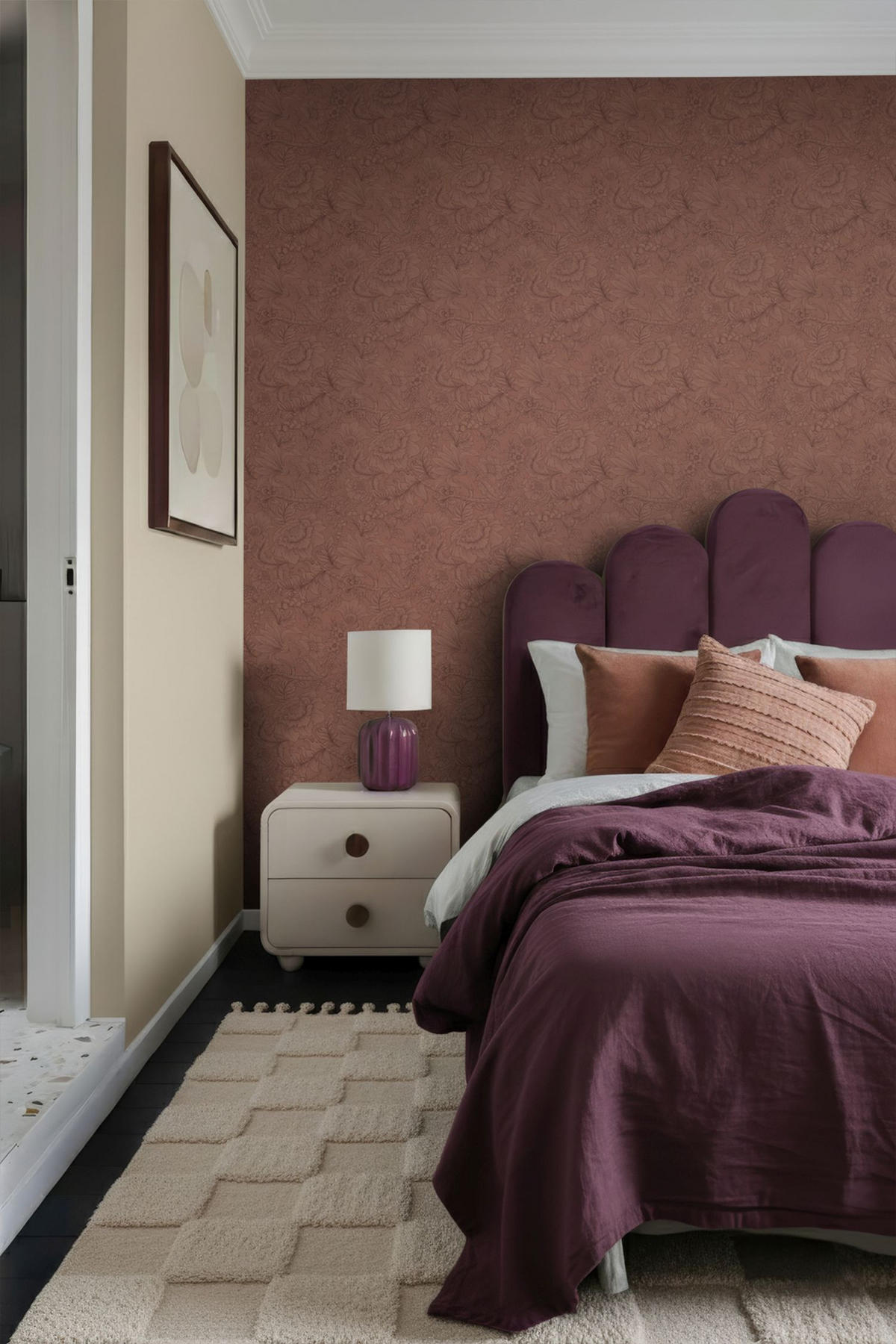 TAPETE Blumenmuster 50 x 900 cm - Terracotta, Papier (50/900cm) - ESTAhome