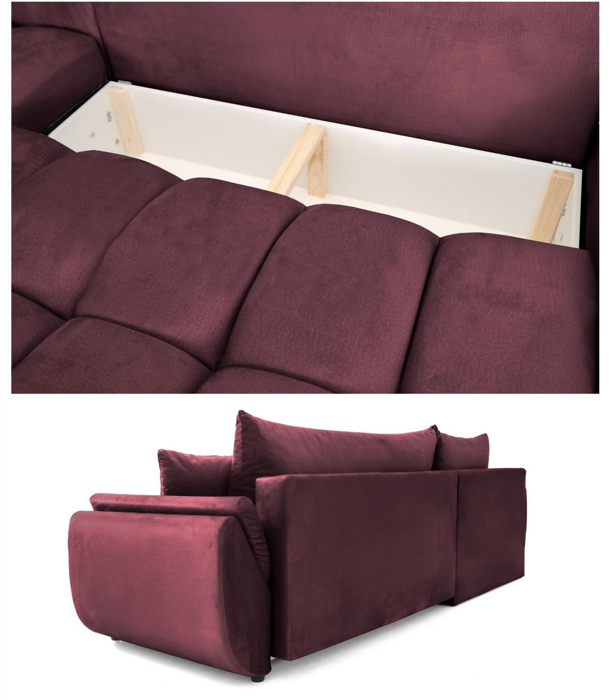 ECKSOFA Collin Mit Schlaffunktion - Bordeaux, Holzwerkstoff/Textil (280/185cm) - Fun Möbel