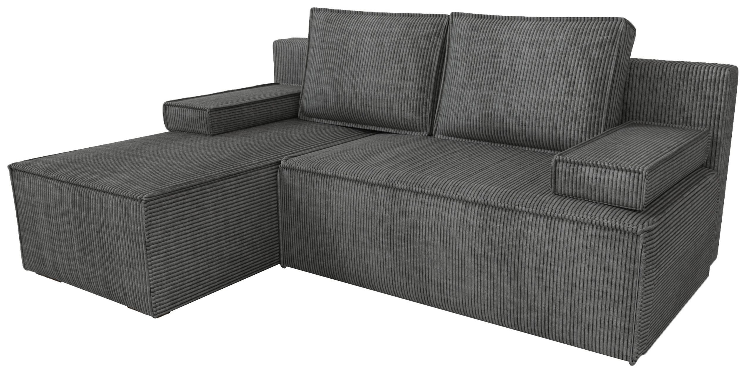 ECKSOFA Caspar mit Schlaffunktion Grau Cord - Dunkelgrau, Textil (200/141cm) - Bromarkt