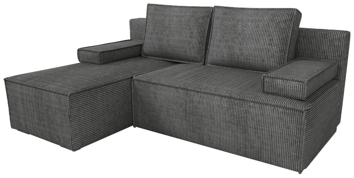 ECKSOFA Caspar mit Schlaffunktion Grau Cord - Dunkelgrau, Textil (200/141cm) - Bromarkt